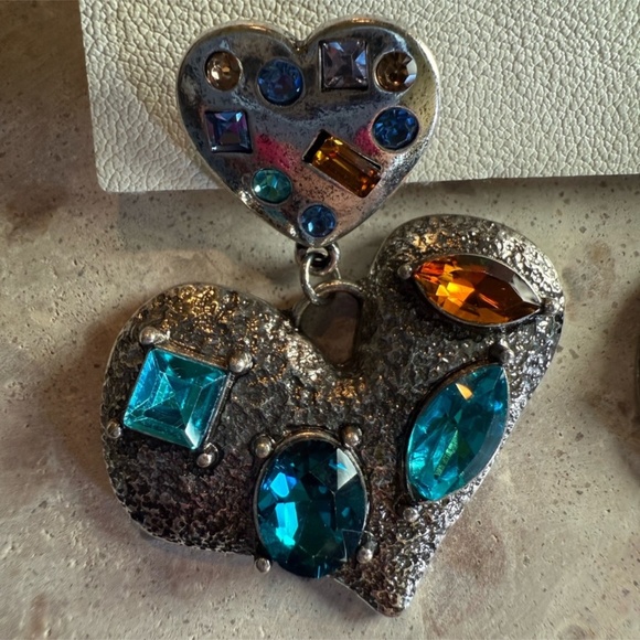 Free People My Everything Dangle Silver Metal Glass Earrings - Picture 4 of 6